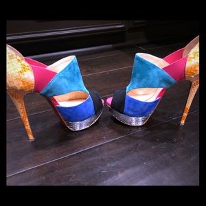 Christian Louboutin platform heels snakeskin suede